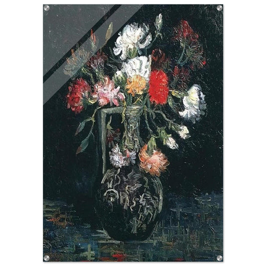Vase with White and Red Carnations - Vincent van Gogh Acrylic Print - 70x100 cm / 28x40″ inches