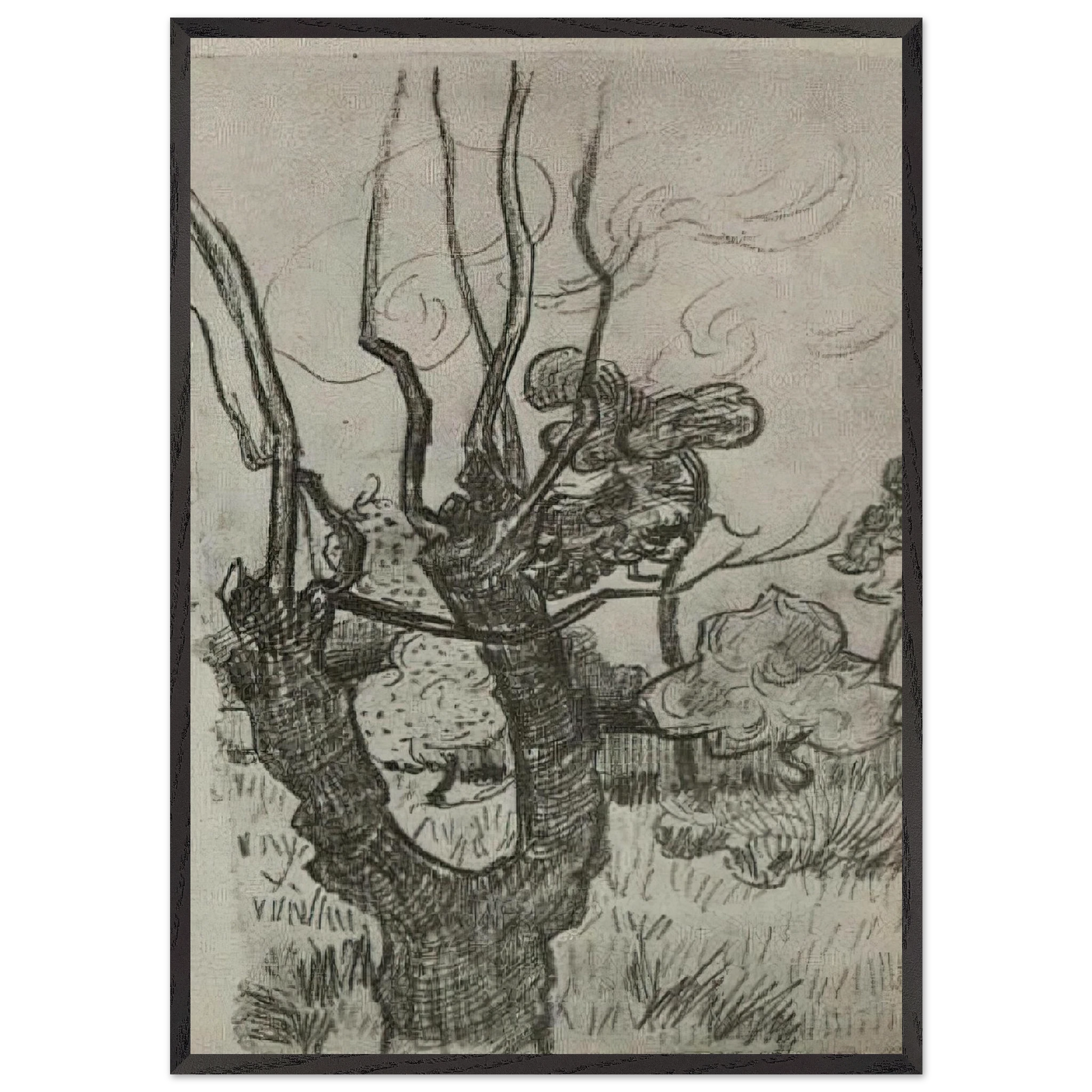 A Bare Treetop in the Garden of the Asylum - Vincent van Gogh Framed Art Print – Black Wooden Frame - Default Title - -Framed Art Print