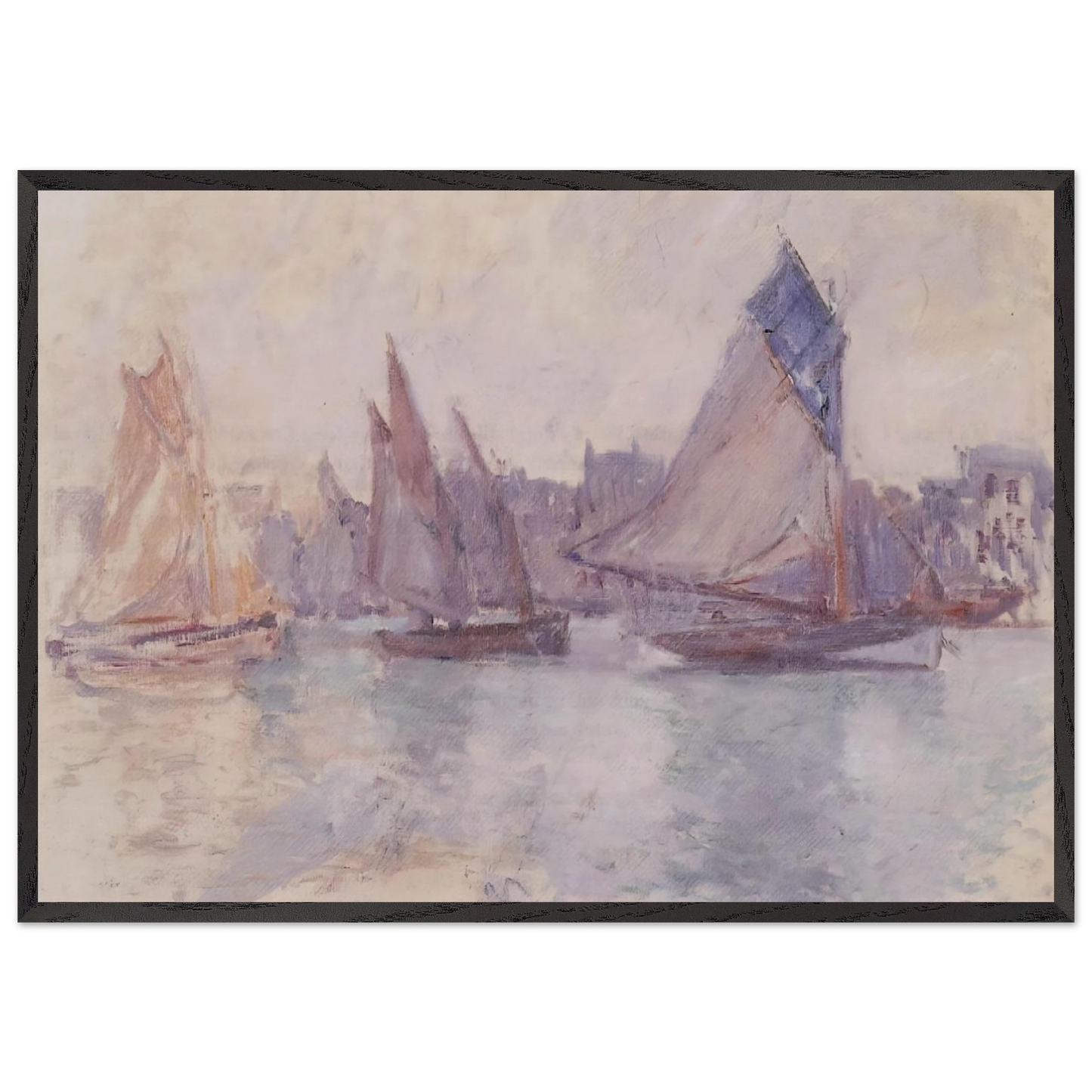 Boats in the Port of Le Havre - claude monet Framed Art Print – Black Wooden Frame - Default Title - -Framed Art Print