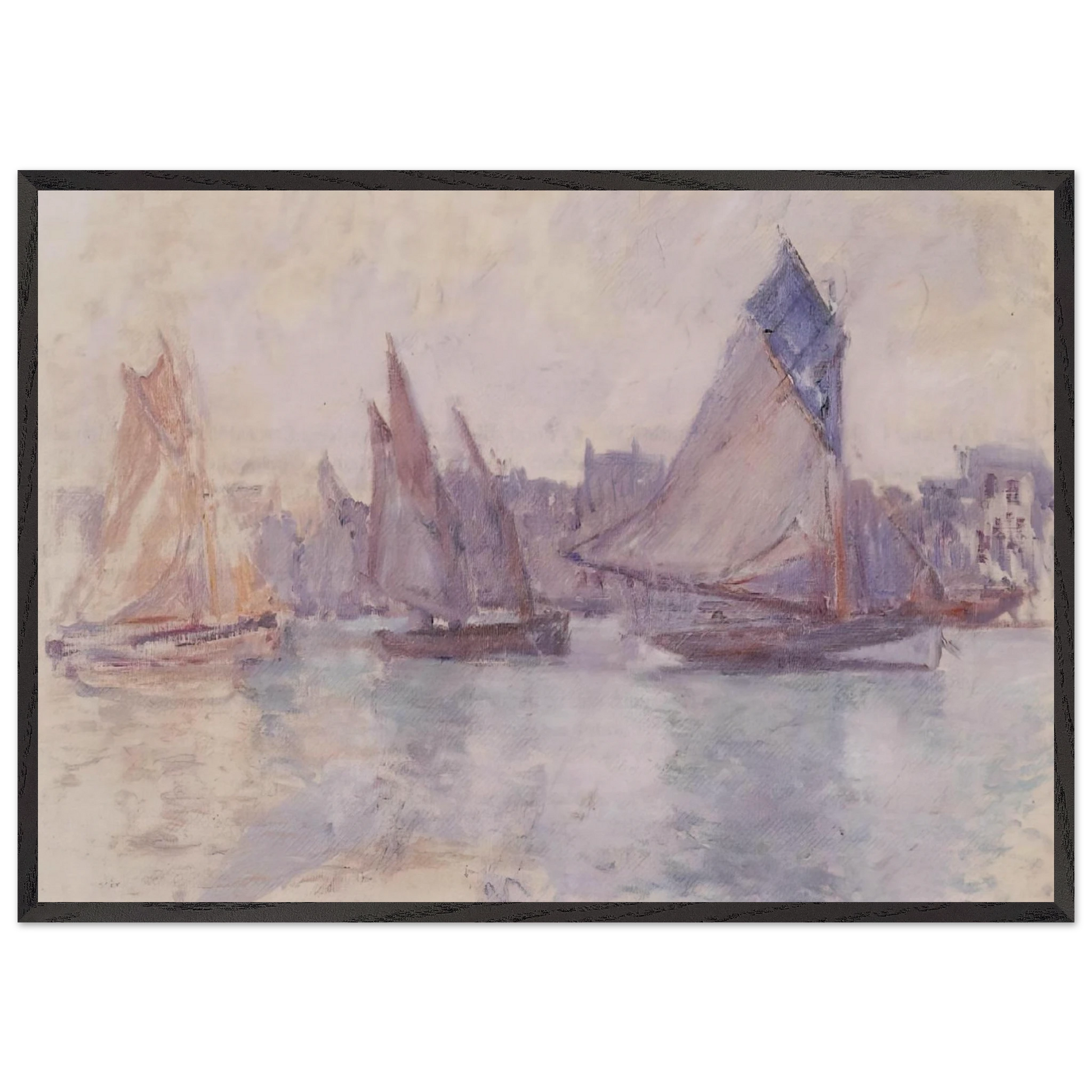 Boats in the Port of Le Havre - claude monet Framed Art Print – Black Wooden Frame - Default Title - -Framed Art Print