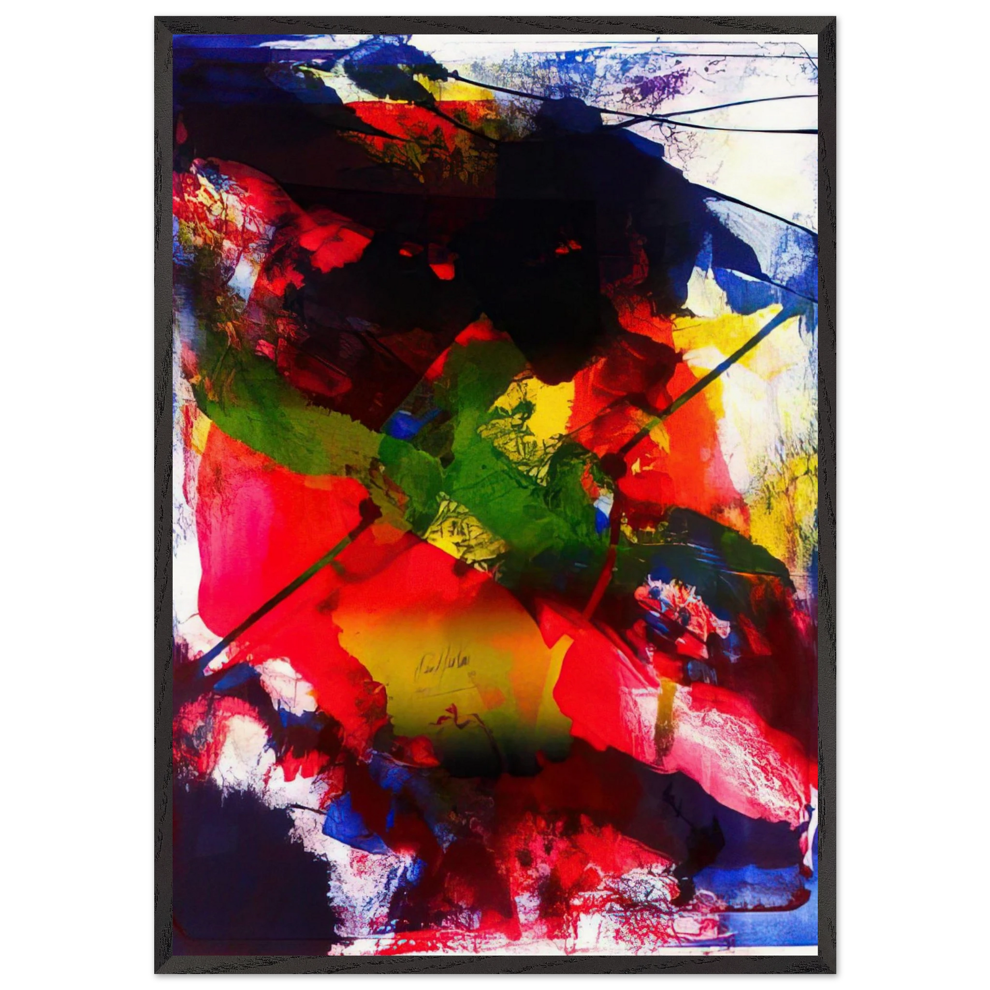 Amadeus - Abstract Expressionism Lyrical Abstraction - Paul Jenkins Framed Art Print – Black Wooden Frame - Default Title - -Framed Art Print