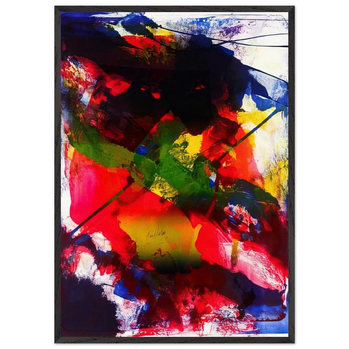 Amadeus - Abstract Expressionism Lyrical Abstraction - Paul Jenkins 70x100 cm / 28x40 inches Framed Art Print – Black Wooden Frame