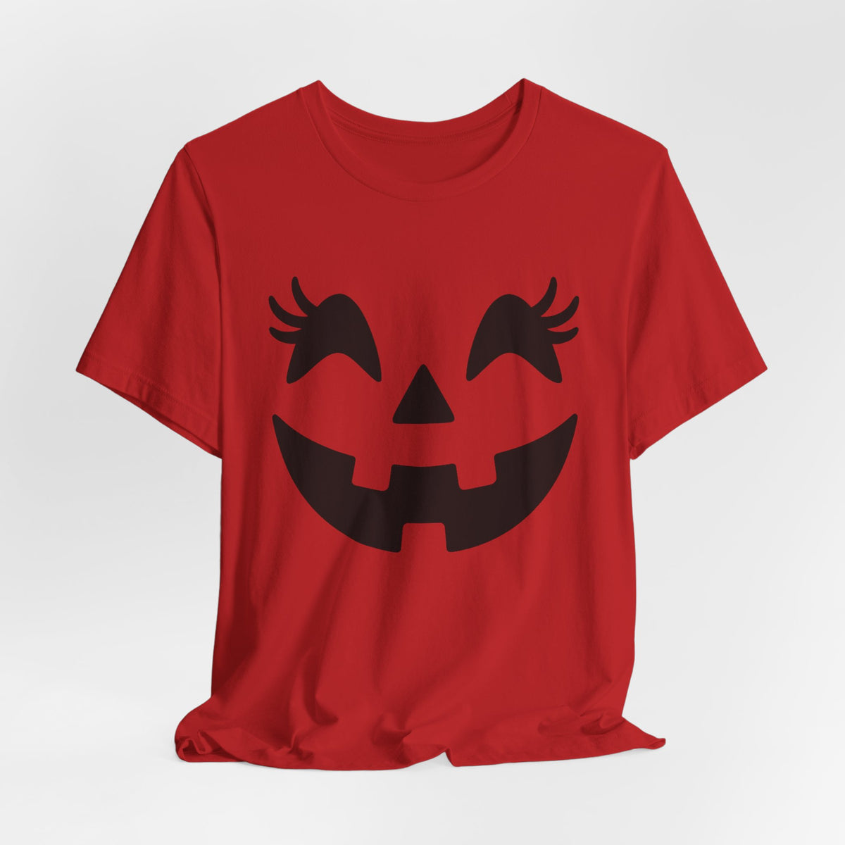 Jack O Lantern Face Pumpkin Eyelashes Halloween Women Girls T-Shirt