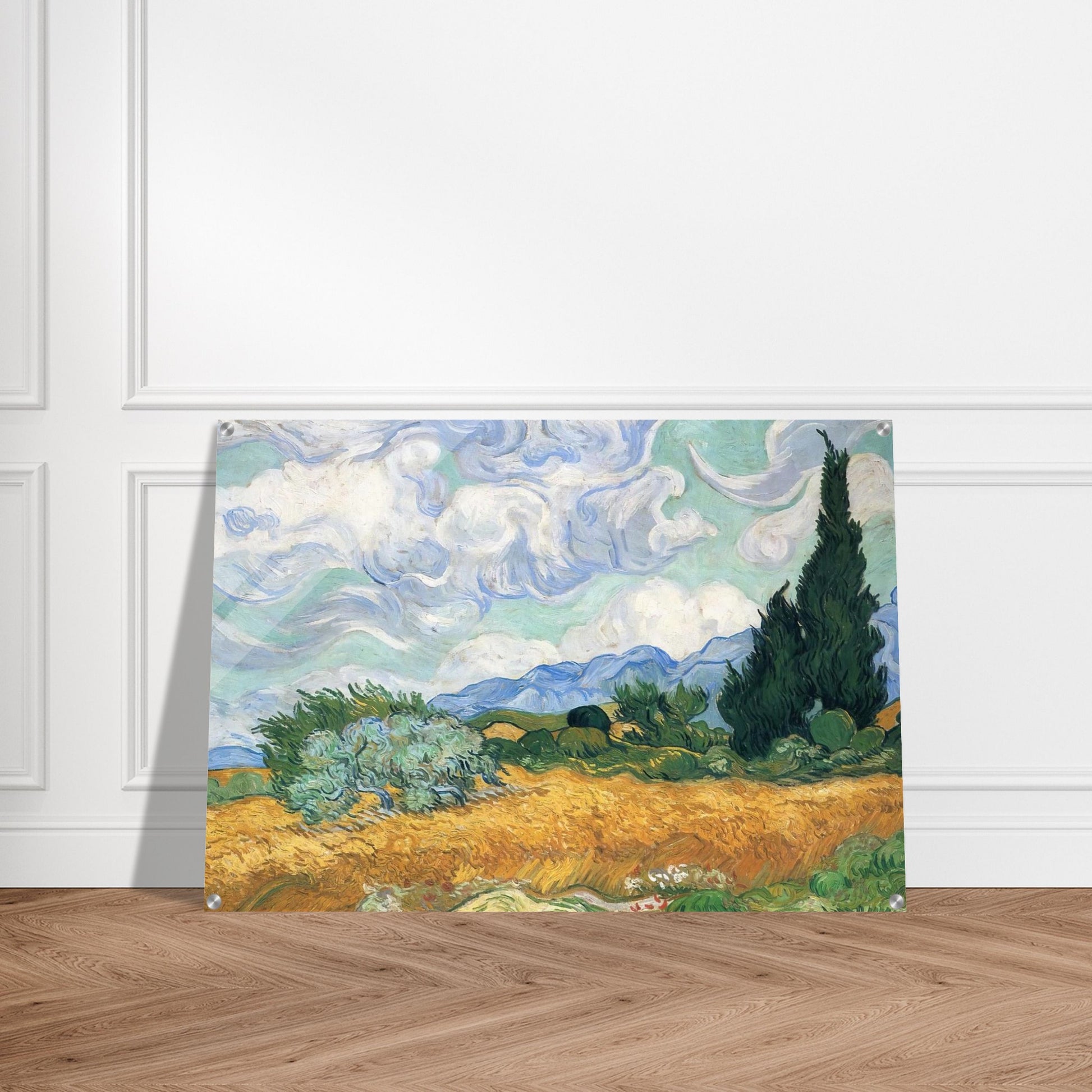 Wheatfield with cypress tree - Vincent van Gogh Acrylic Print - 70x100 cm / 28x40″ inches