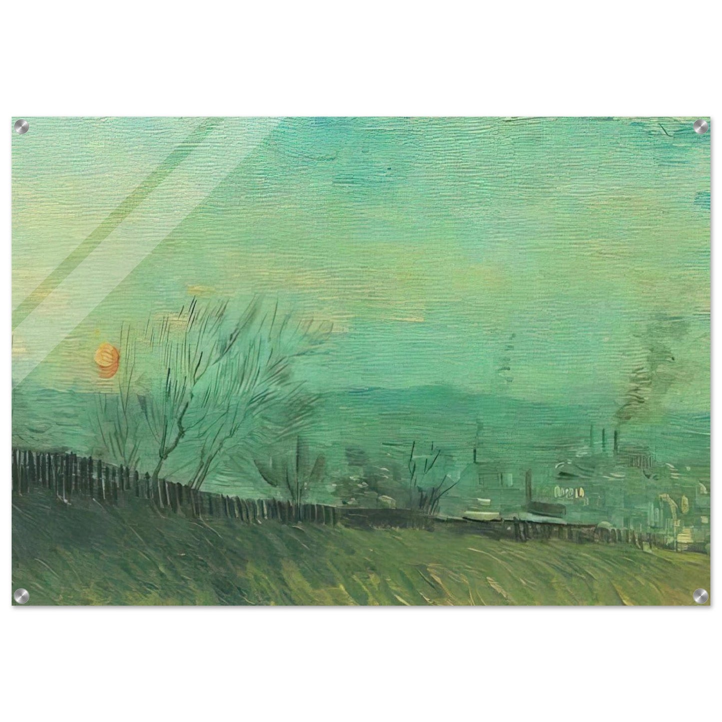 Factories Seen from a Hillside in Moonlight - Vincent van Gogh Acrylic Print - 70x100 cm / 28x40″ inches