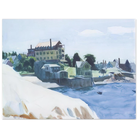 Edward Hopper - Small Town on Cove Fine Art Poster - 13x18 cm / 5x7 inches