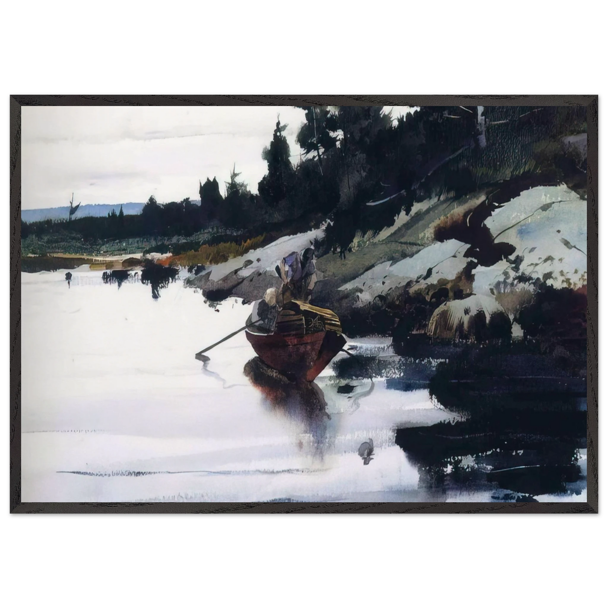 TURKEY COVE LEDGE - Andrew Wyeth Framed Art Print – Black Wooden Frame - Default Title - -Framed Art Print
