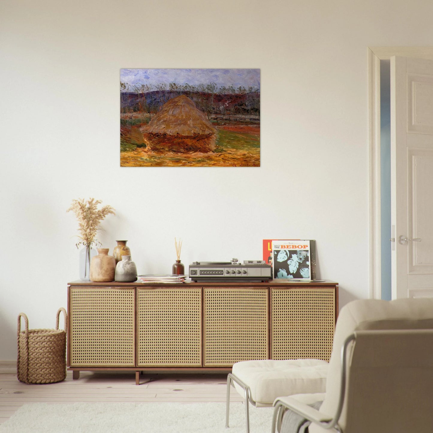 Grainstack at Giverny - claude monet Brushed Aluminum Print - 70x100 cm / 28x40 inches | claude monet Aluminum Print | claude monet Prints