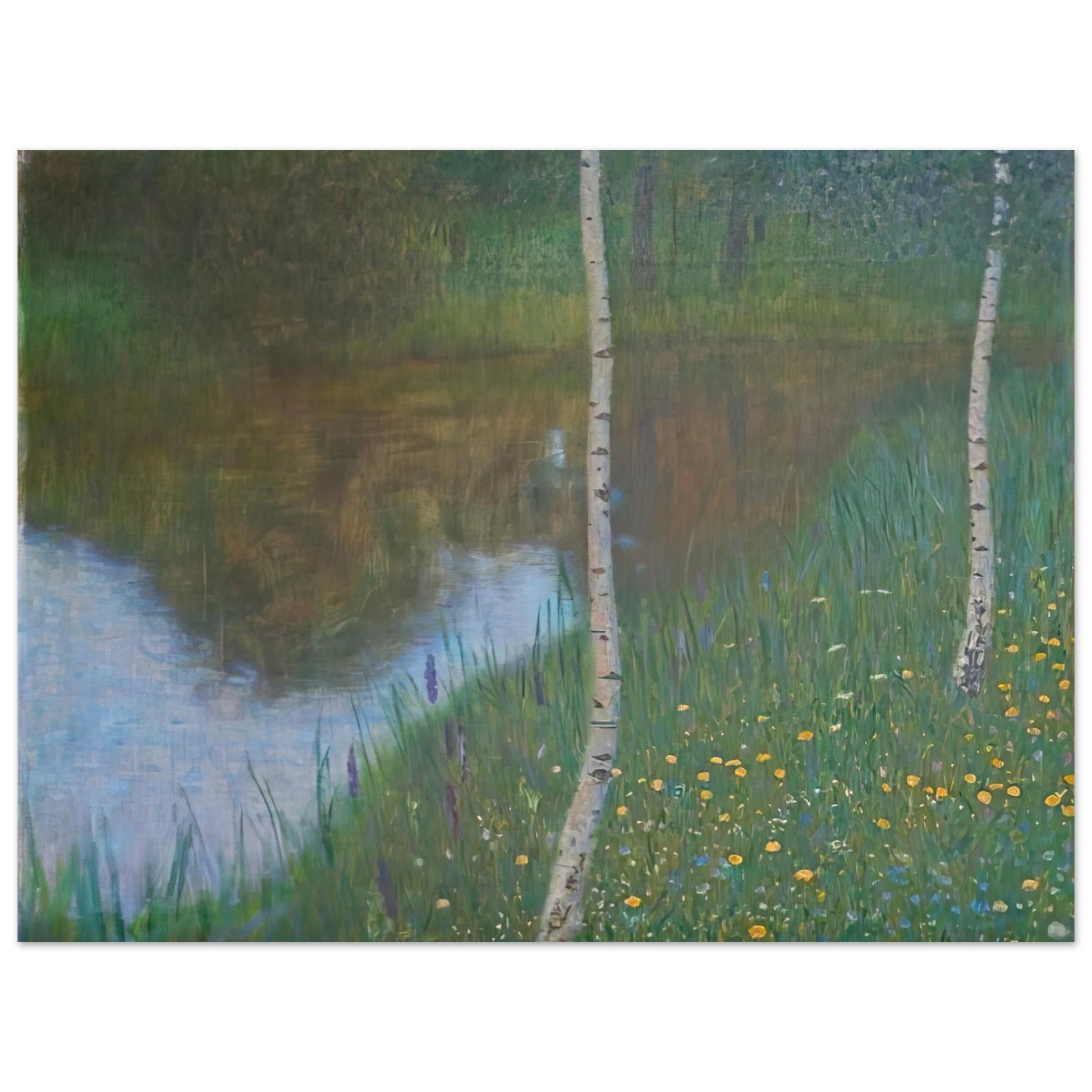 Gustav Klimt - LAKESIDE WITH BIRCH TREES 1901 Fine Art Poster - Default Title