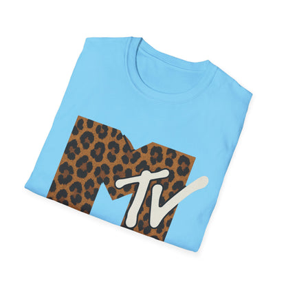 Vintage MTV Cheetah Print Graphic T-Shirt Retro Music Television 80s 90s Throwback Band Tee Unisex Animal Print Rock Shirt