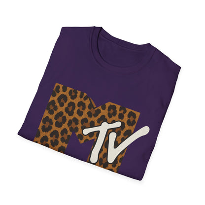 Vintage MTV Cheetah Print Graphic T-Shirt Retro Music Television 80s 90s Throwback Band Tee Unisex Animal Print Rock Shirt