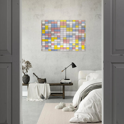 Composition with Grid IX - Piet Mondrian Brushed Aluminum Print - 70x100 cm / 28x40 inches | Piet Mondrian Aluminum Print | Piet Mondrian Prints