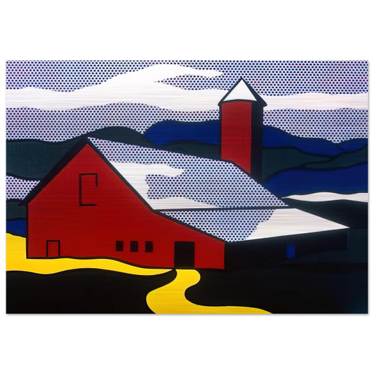 RED BARN II 1969 - Roy Lichtenstein Brushed Aluminum Print - 70x100 cm / 28x40 inches | Roy Lichtenstein Aluminum Print | Roy Lichtenstein Prints