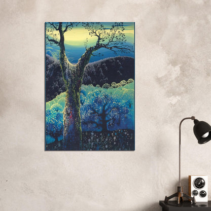 Orchard in Bloom - Eyvind Earle Brushed Aluminum Print - 70x100 cm / 28x40 inches | Eyvind Earle Aluminum Print | Eyvind Earle Prints