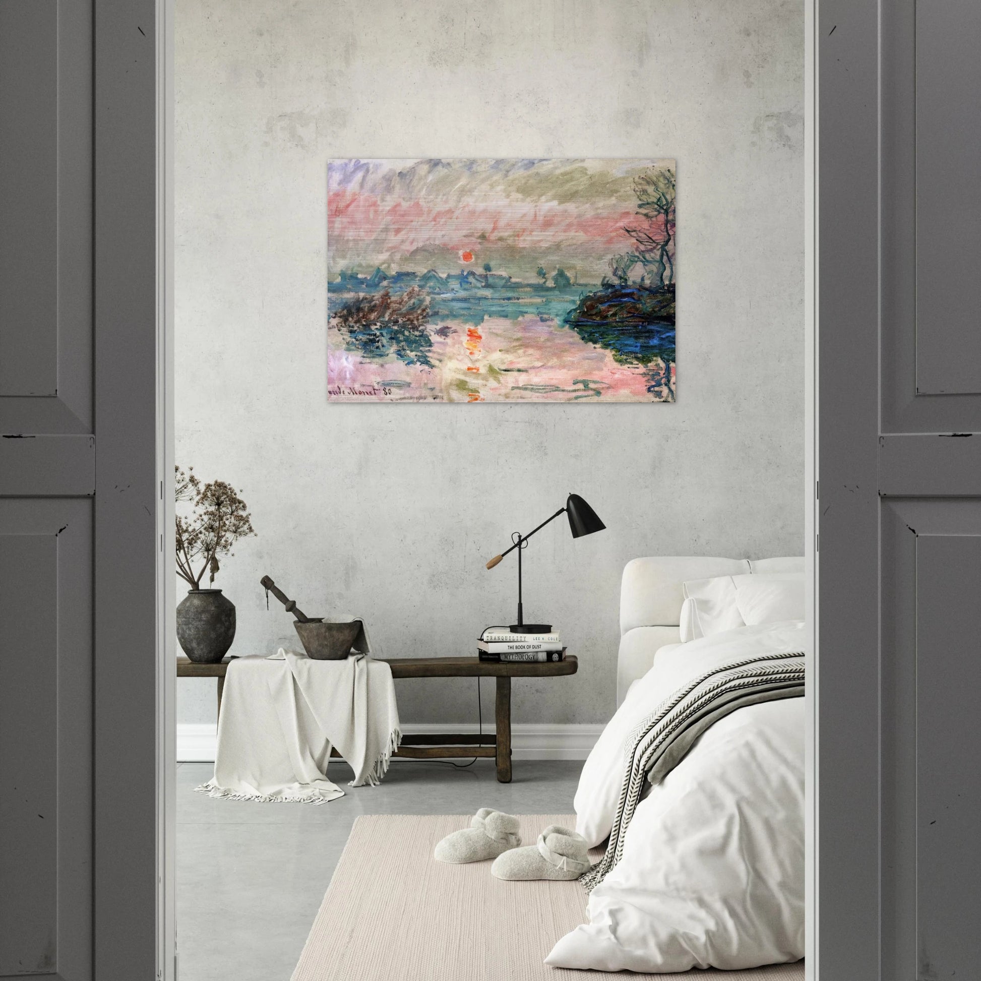 Sunset at Lavacourt - claude monet Brushed Aluminum Print - 70x100 cm / 28x40 inches | claude monet Aluminum Print | claude monet Prints