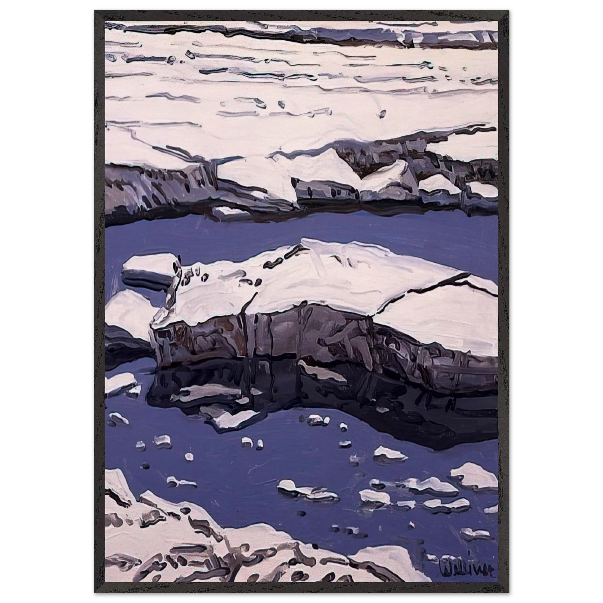 Study for Ice Flow Allagash - 1996 - Neil Welliver Framed Art Print – Black Wooden Frame - Default Title - -Framed Art Print