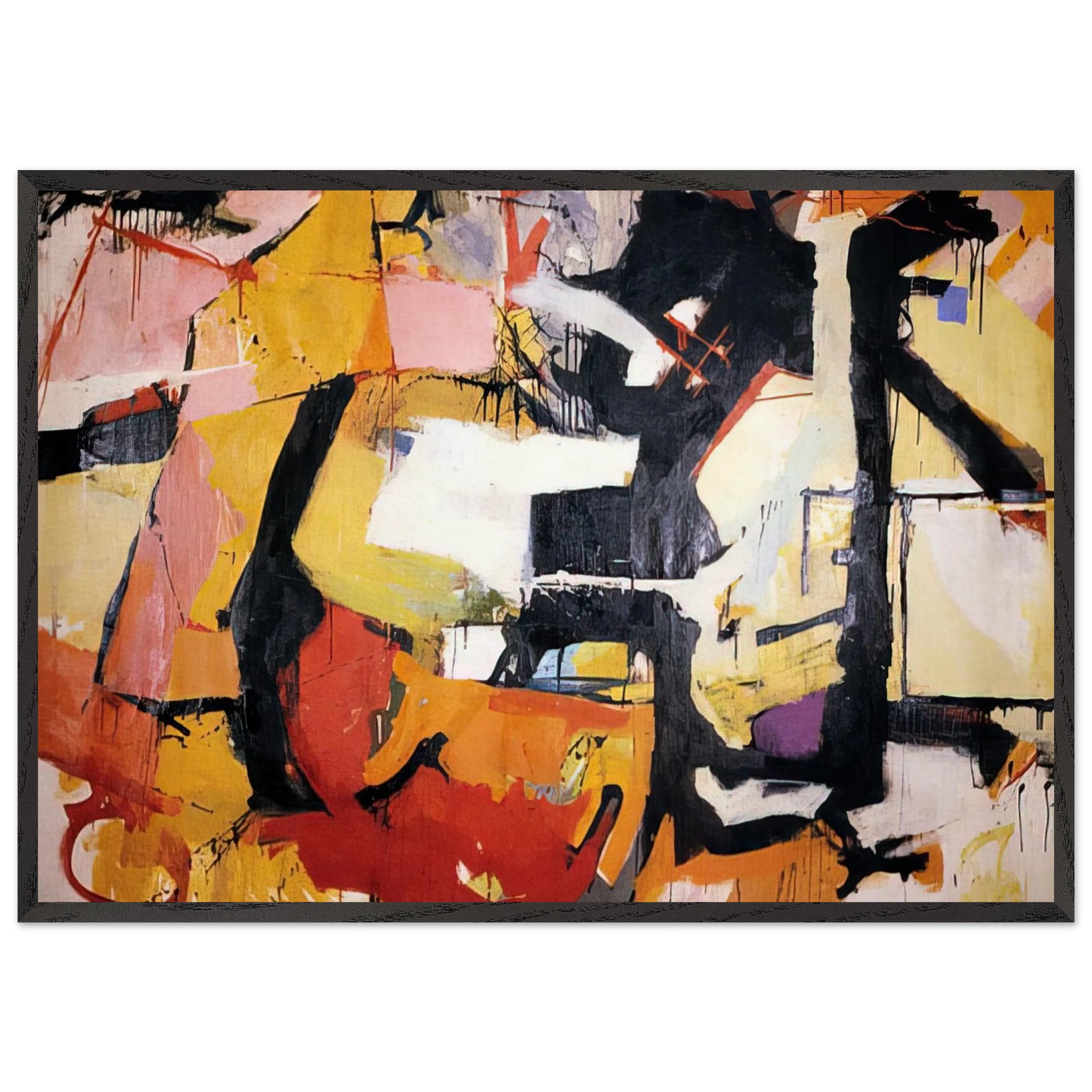 ABSTRACT FORCE HOMAGE TO FRANZ KLINE 1952 - Audrey Flack Framed Art Print – Black Wooden Frame - Default Title - -Framed Art Print