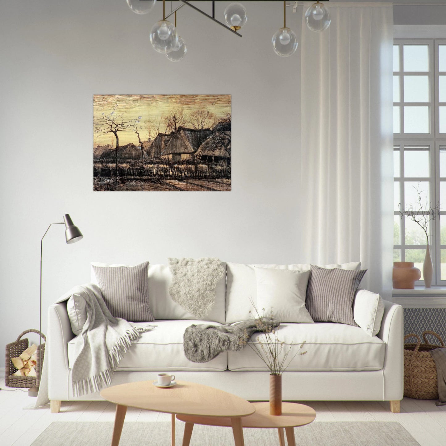 Houses with Thatched Roofs - Vincent van Gogh Brushed Aluminum Print - 70x100 cm / 28x40 inches | Vincent van Gogh Aluminum Print | Vincent van Gogh Prints