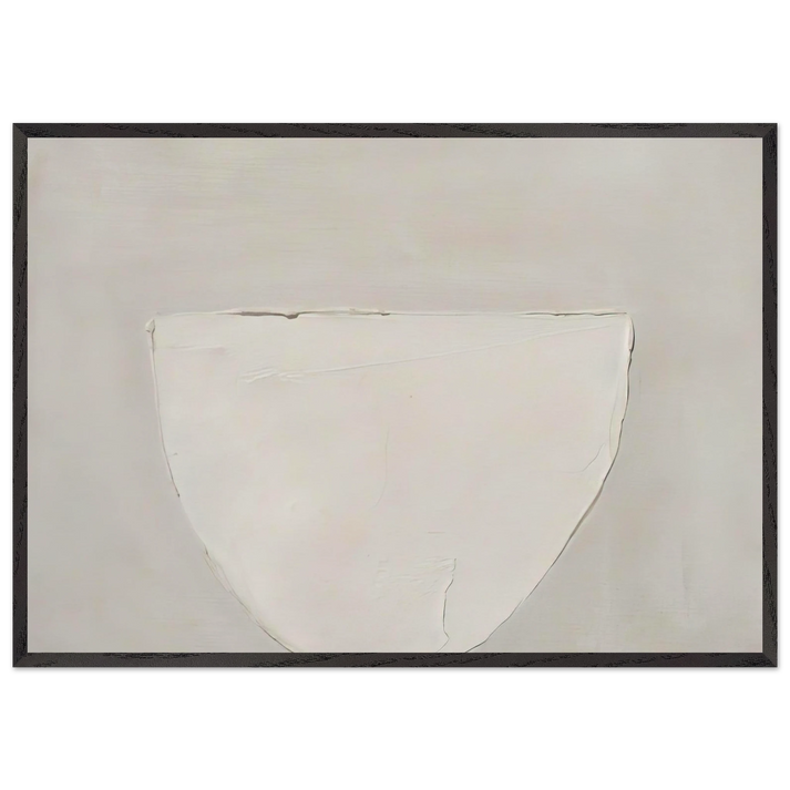 Bowl White on Grey - 1962 - William Scott 70x100 cm / 28x40 inches Framed Art Print – Black Wooden Frame