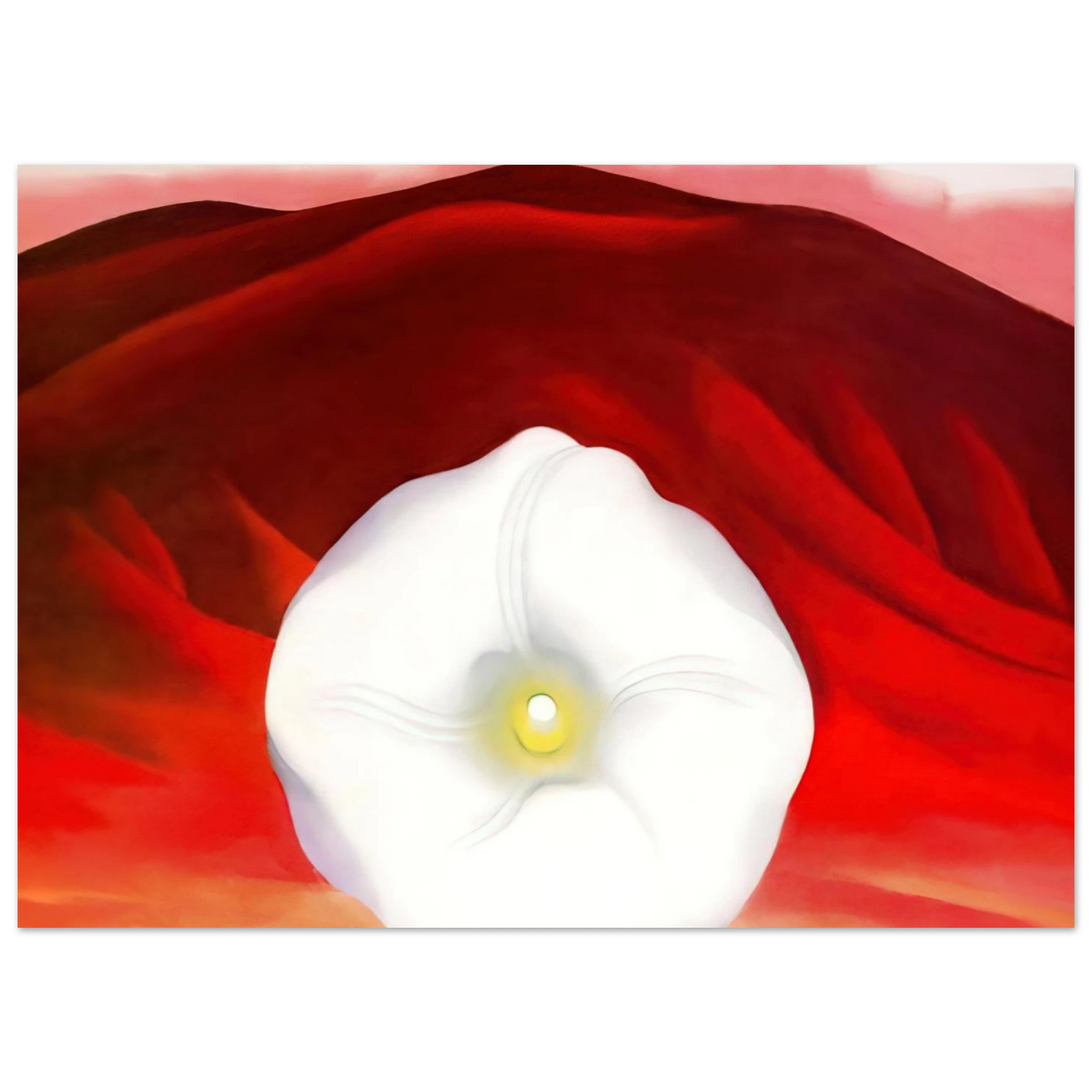 Georgia O'Keeffe - Red hills and white flower Fine Art Poster - 40x60 cm / 16x24 inches
