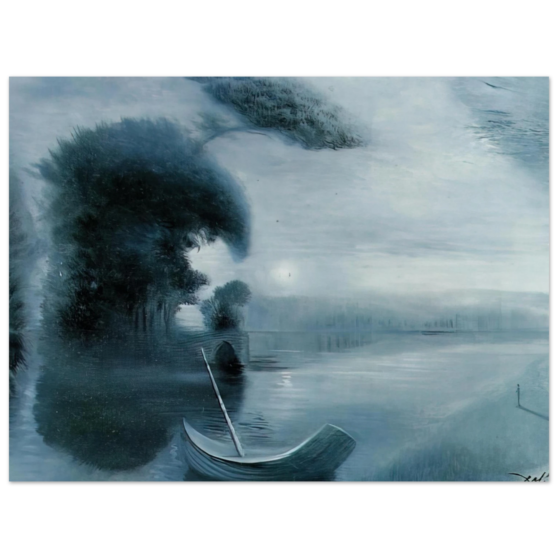Salvador Dali - METAMORPHOSIS OF HITLER S FACE INTO A MOONLIT LANDSCAPE WITH ACCOMPANIMENT Fine Art Poster - Default Title