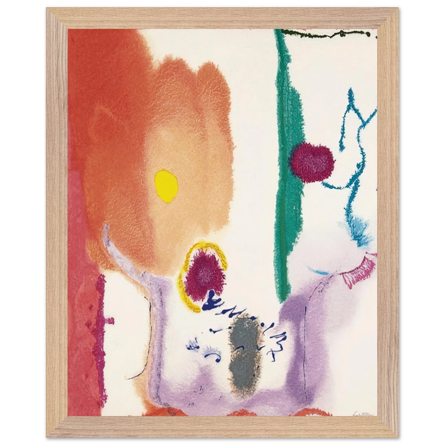 Helen Frankenthaler - Beginnings - 2002 Wall art - 20x25 cm / 8x10 inches - Premium Wooden Framed Poster With Fine Art Paper - Wood frame