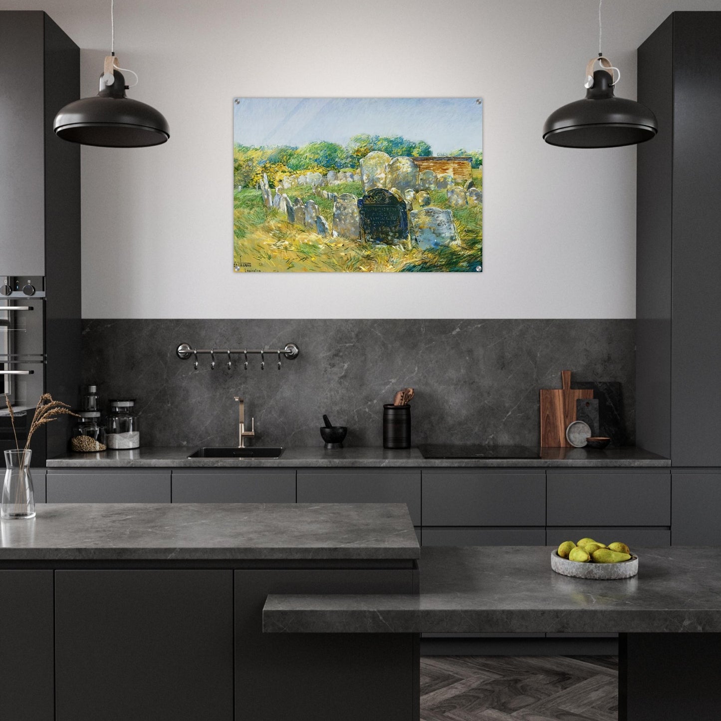 Colonial Graveyard at Lexington - Childe Hassam Acrylic Print - 70x100 cm / 28x40″ inches