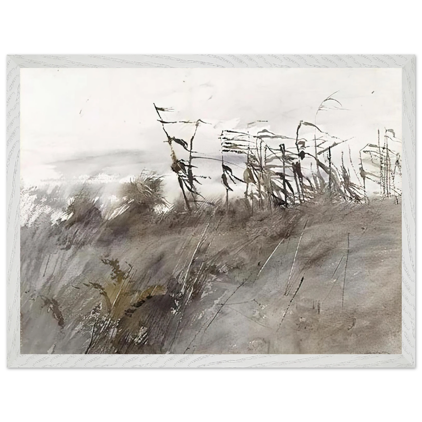 Andrew Wyeth - NOVEMBER FIRST 1950 Wall Art - 21x29.7 cm / 8x12" - Premium Wooden Framed Poster With Fine Art Paper - White frame