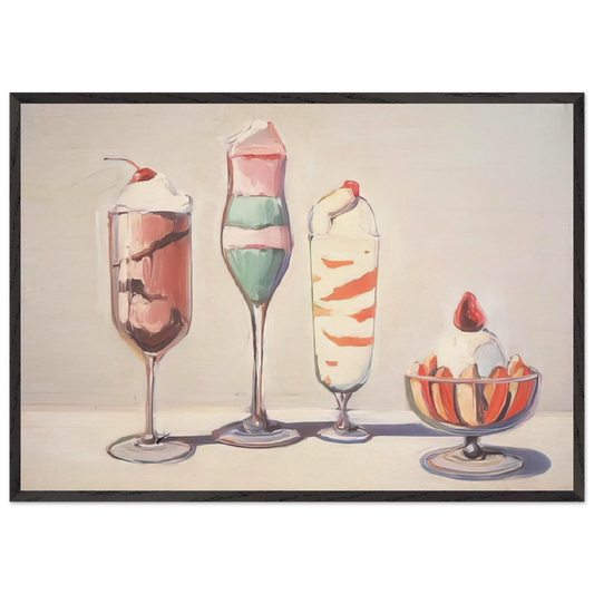 Four Sundaes - Pop Art - Wayne Thiebaud Framed Art Print – Black Wooden Frame - Default Title - -Framed Art Print