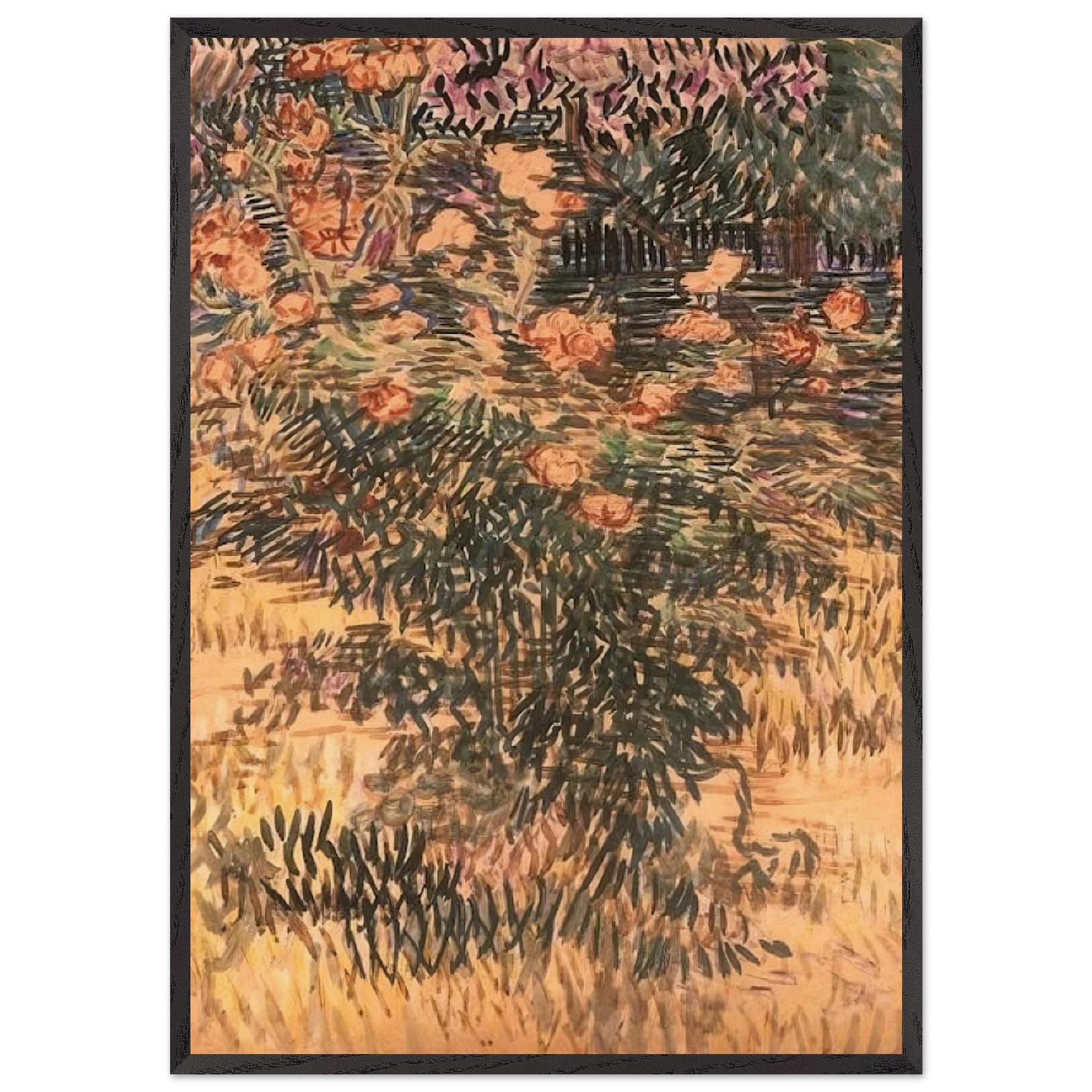 Oleanders the Hospital Garden at Saint-Remy - Vincent van Gogh Framed Art Print – Black Wooden Frame - Default Title - -Framed Art Print