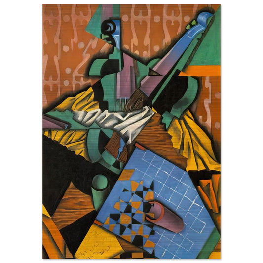 PHOTOGRAPH OF VIOLIN AND CHECKERBOARD 1913 - Juan Gris Brushed Aluminum Print - 70x100 cm / 28x40 inches | Juan Gris Aluminum Print | Juan Gris Prints