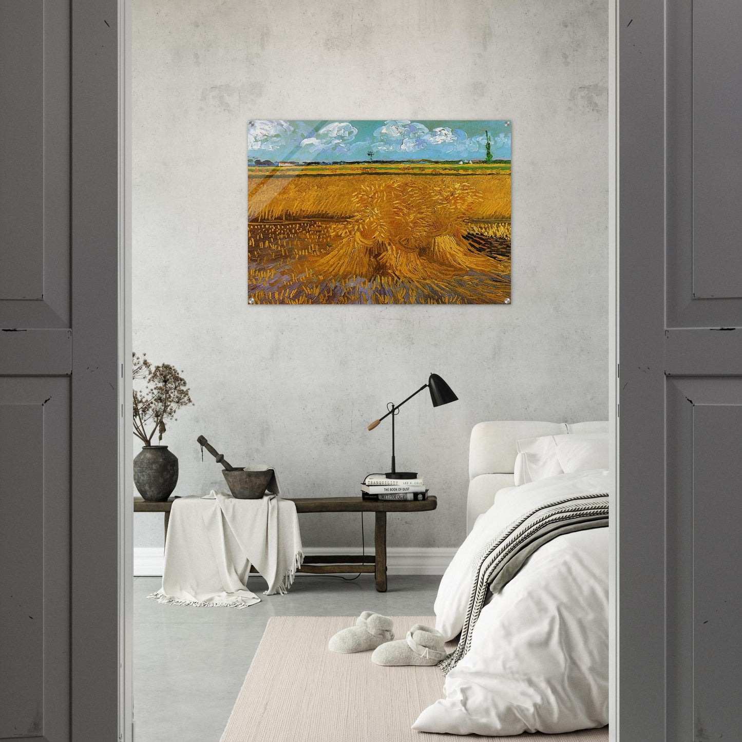 Wheatfield with Sheaves - Vincent van Gogh Acrylic Print - 70x100 cm / 28x40″ inches
