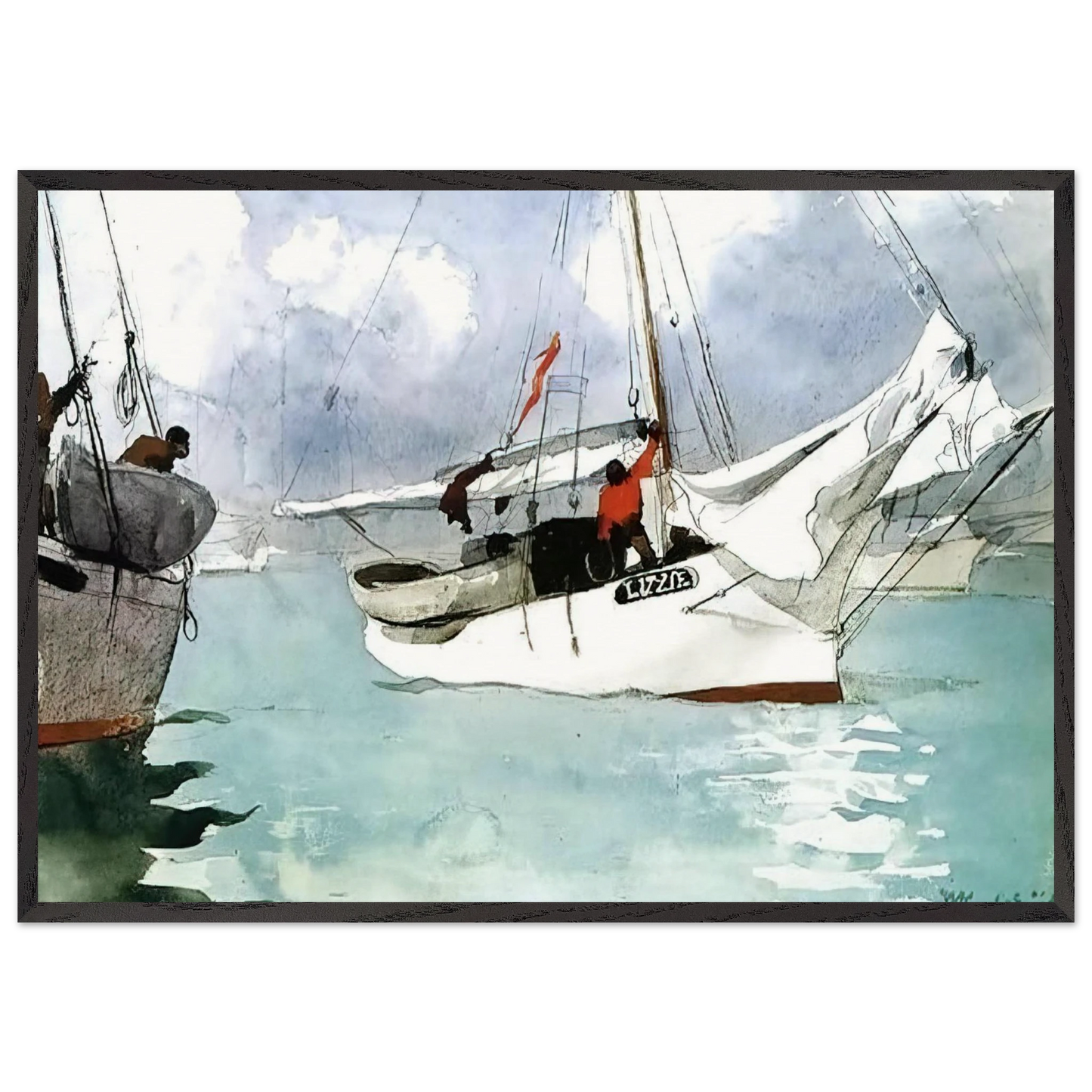 FISHING BOATS KEY WEST - Winslow Homer Framed Art Print – Black Wooden Frame - Default Title - -Framed Art Print