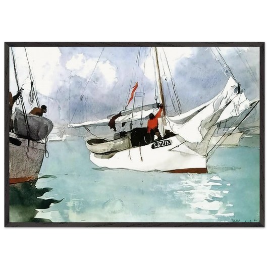FISHING BOATS KEY WEST - Winslow Homer Framed Art Print – Black Wooden Frame - Default Title - -Framed Art Print