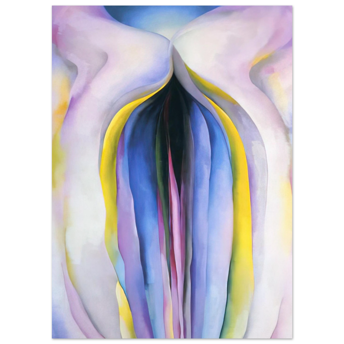 Georgia O'Keeffe - Grey Line With Black, Blue And Yellow Fine Art Poster - 40x60 cm / 16x24 inches