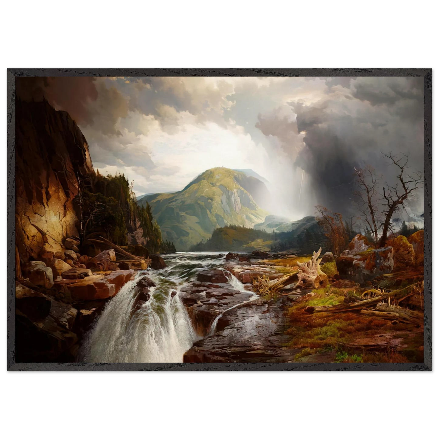 The Wilds of Lake Superior - Thomas Moran Framed Art Print – Black Wooden Frame - Default Title - -Framed Art Print