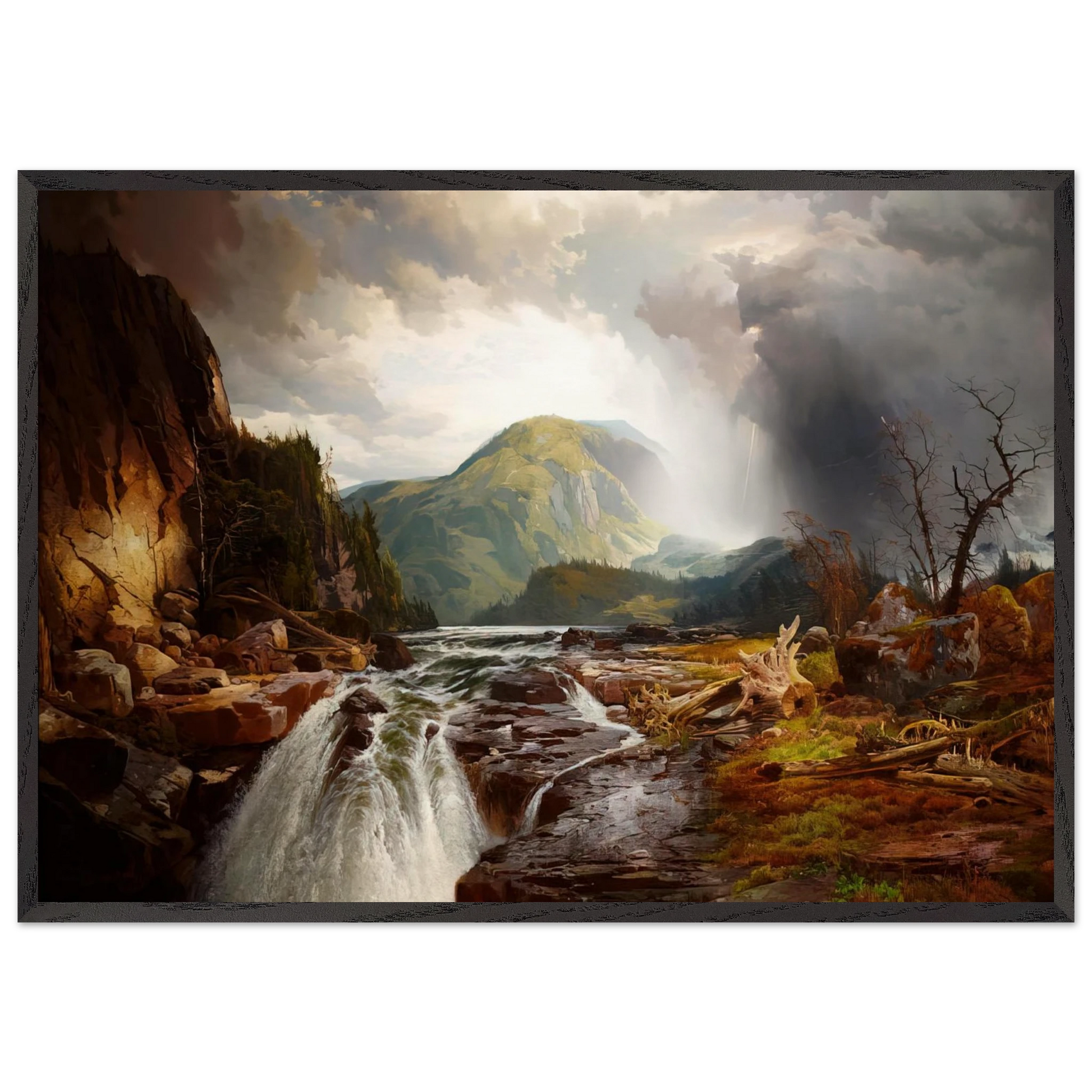 The Wilds of Lake Superior - Thomas Moran Framed Art Print – Black Wooden Frame - Default Title - -Framed Art Print
