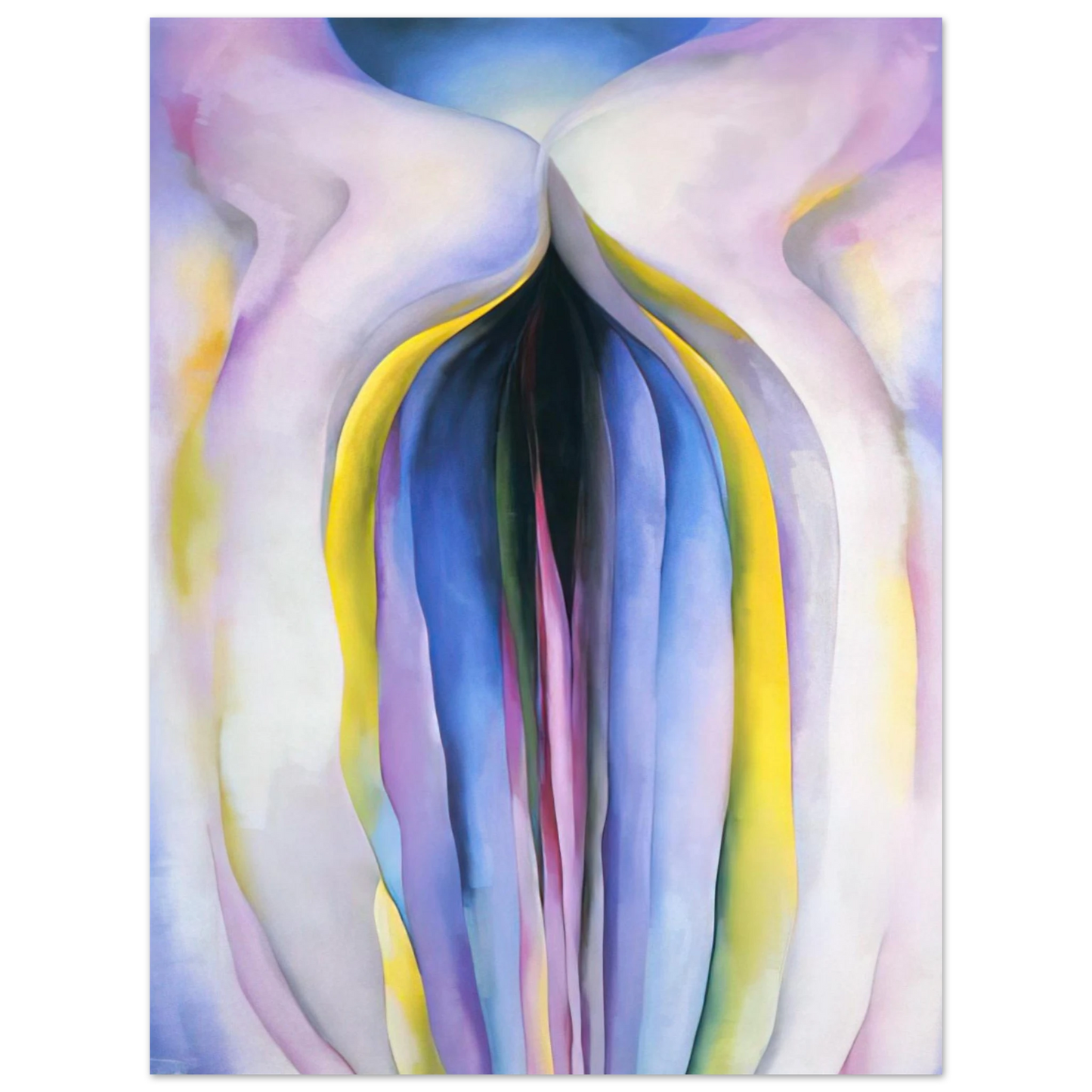 Georgia O'Keeffe - Grey Line With Black, Blue And Yellow Fine Art Poster - 13x18 cm / 5x7 inches