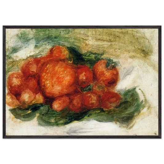 Still Life with Strawberries - Pierre-Auguste Renoir 70x100 cm / 28x40 inches Framed Art Print – Black Wooden Frame