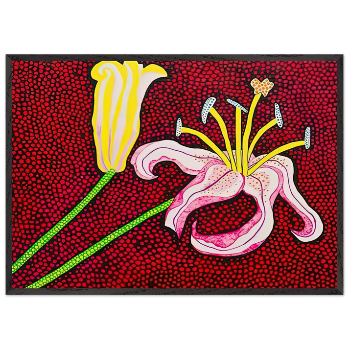READY TO BLOSSOM IN THE MORNING 1989 - Yayoi Kusama 70x100 cm / 28x40 inches Framed Art Print – Black Wooden Frame