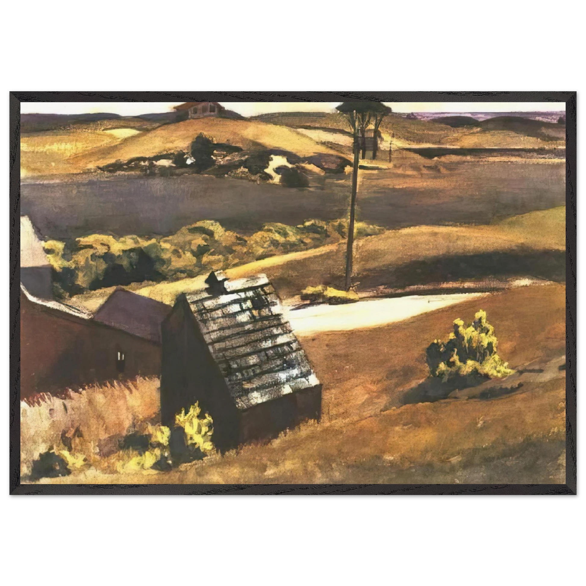 Burly Cobb Hen Coop and Barn - Edward Hopper Framed Art Print – Black Wooden Frame - Default Title - -Framed Art Print