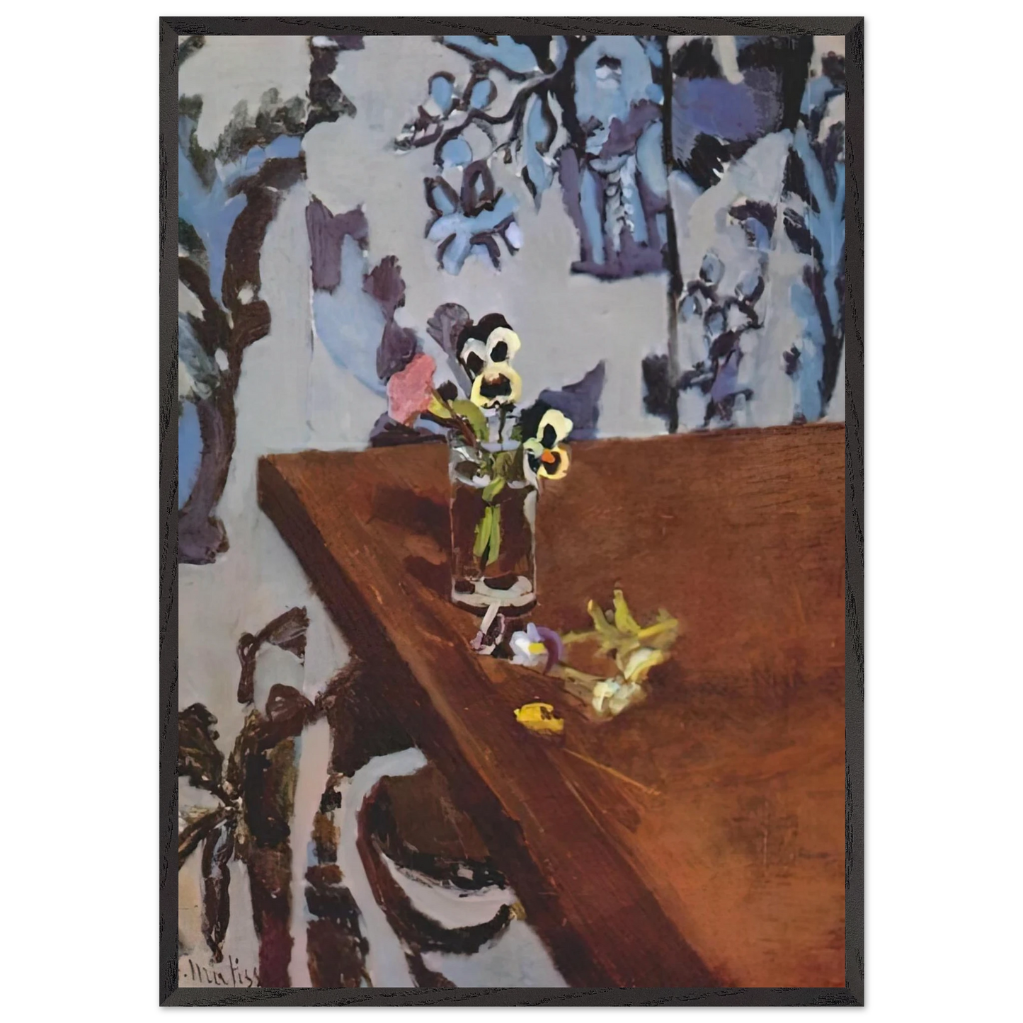 PANSIES ON A TABLE 1919 - Henri Matisse Framed Art Print – Black Wooden Frame - Default Title - -Framed Art Print