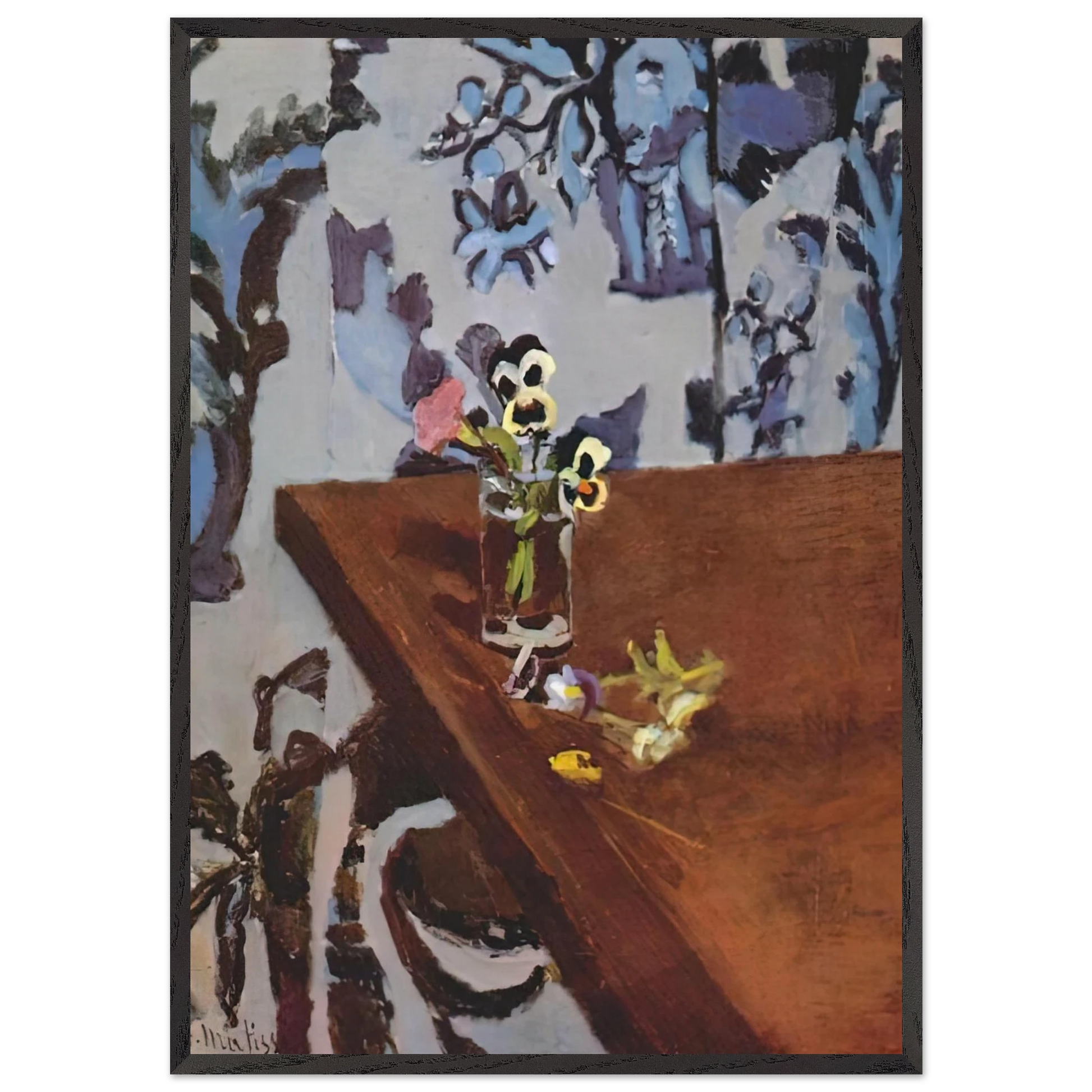 PANSIES ON A TABLE 1919 - Henri Matisse Framed Art Print – Black Wooden Frame - Default Title - -Framed Art Print