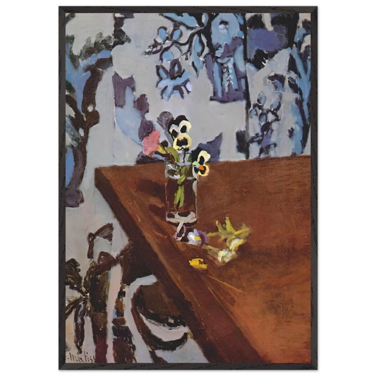 PANSIES ON A TABLE 1919 - Henri Matisse 70x100 cm / 28x40 inches Framed Art Print – Black Wooden Frame