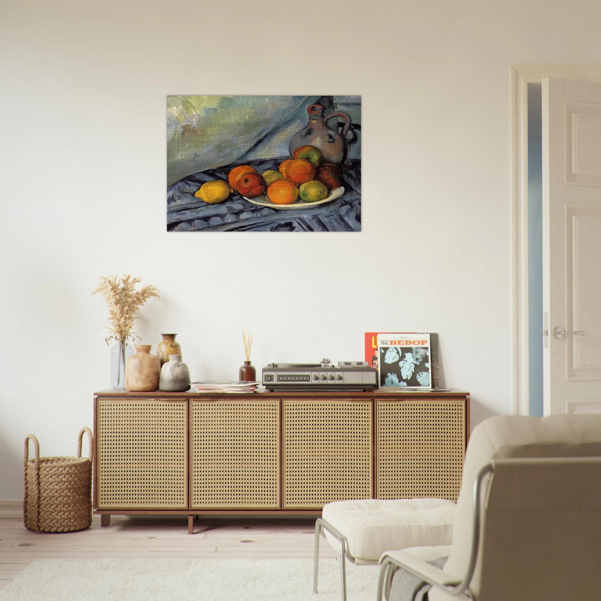 Fruit and Jug on a Table - Paul Cézanne Brushed Aluminum Print - 70x100 cm / 28x40 inches | Paul Cézanne Aluminum Print | Paul Cézanne Prints