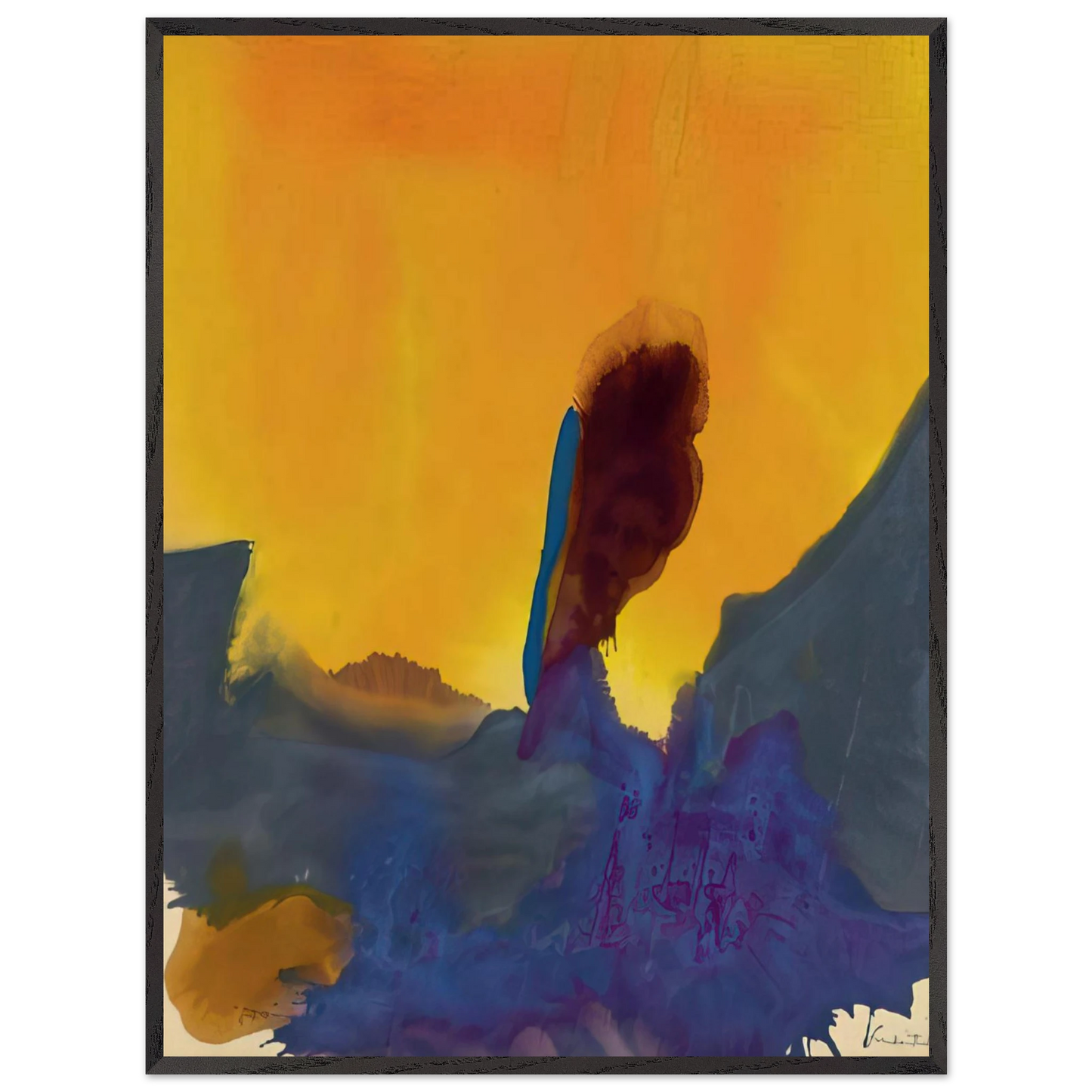 Helen Frankenthaler - Glow II - 1968 Wall art - A3 (29.7 x 42  cm) - Premium Wooden Framed Poster With Fine Art Paper - Black frame