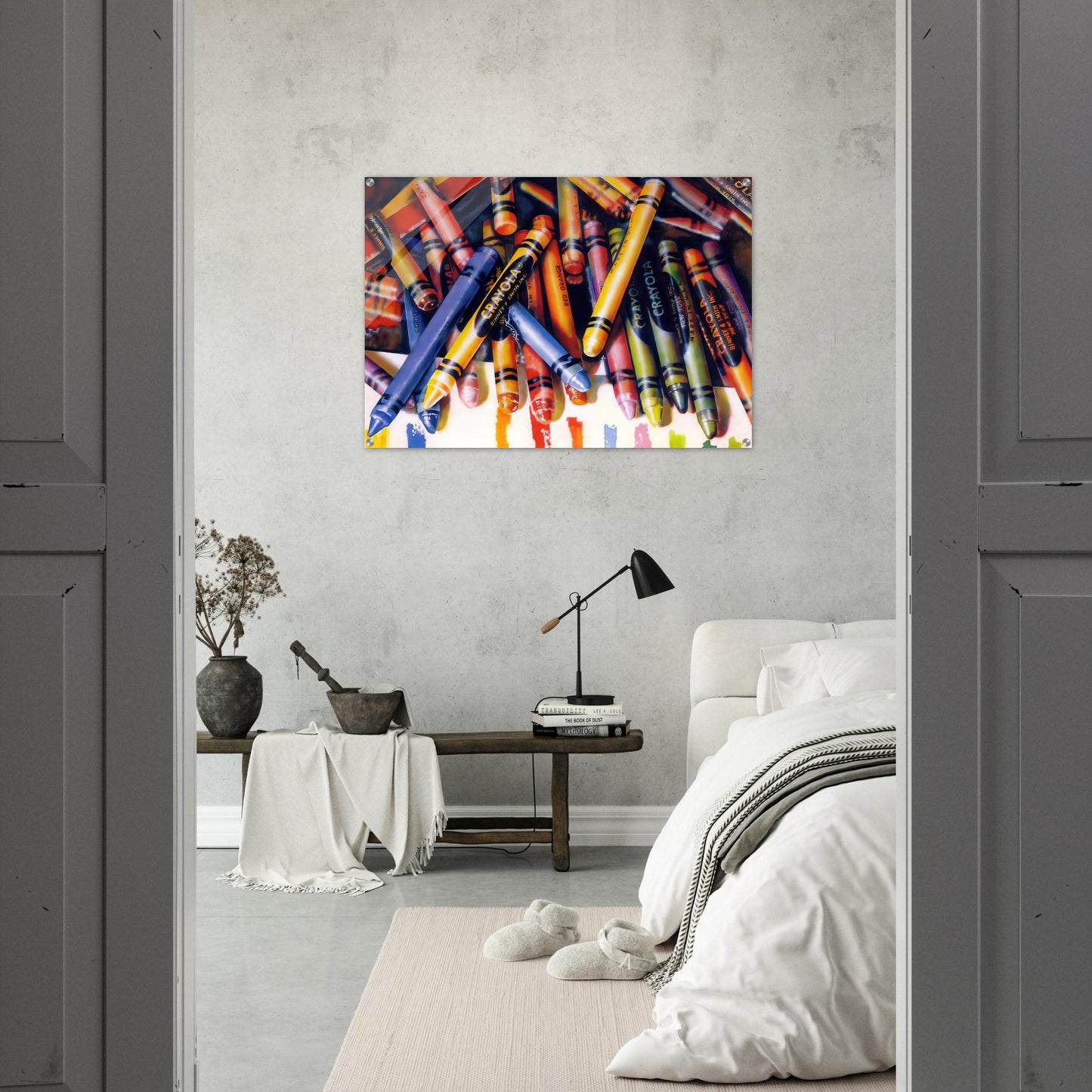 CRAYOLA 1973 - Audrey Flack Acrylic Print - 70x100 cm / 28x40″ inches | Audrey Flack Wall Art | Audrey Flack Prints