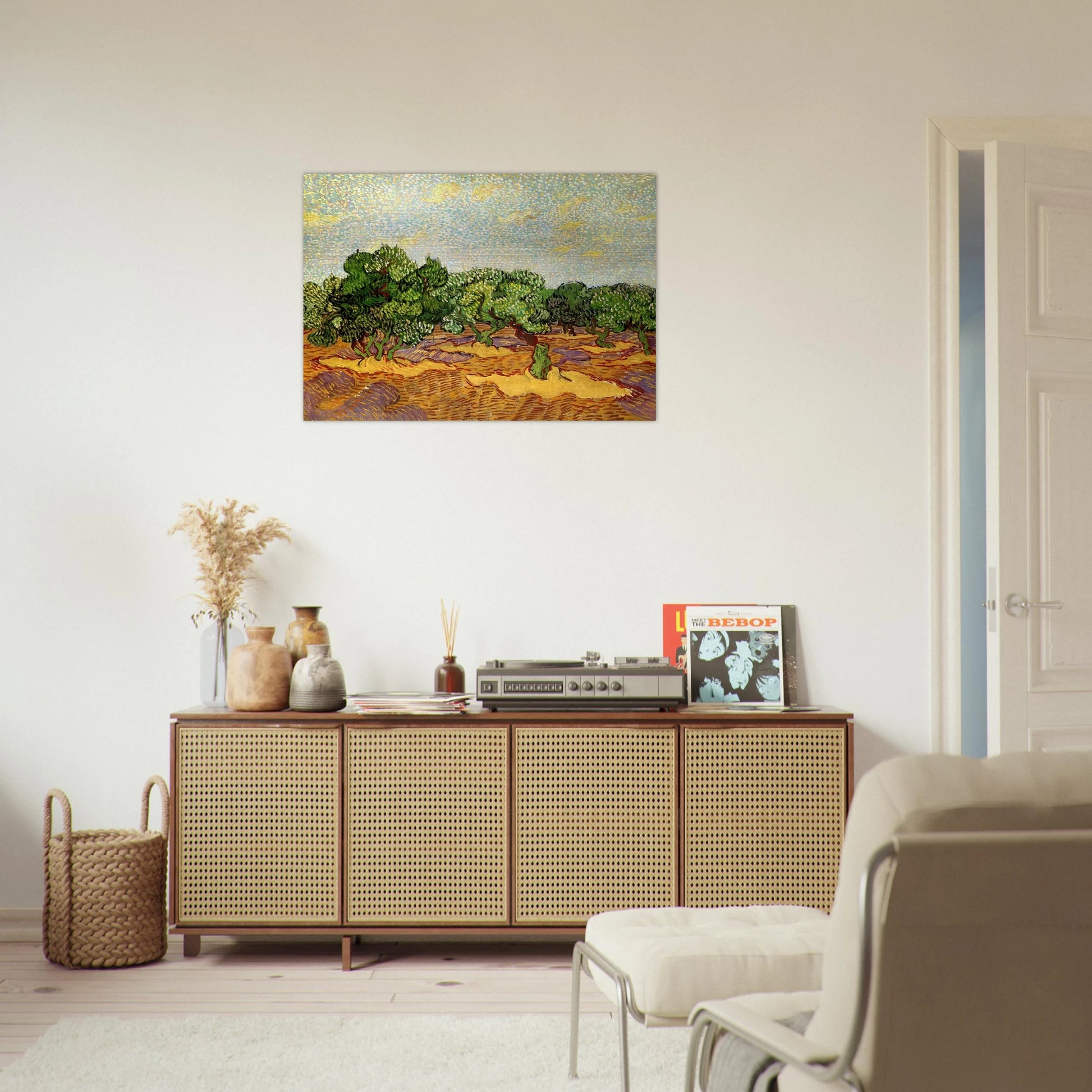 Olive Grove - Pale Blue Sky - Vincent van Gogh Brushed Aluminum Print - 70x100 cm / 28x40 inches | Vincent van Gogh Aluminum Print | Vincent van Gogh Prints