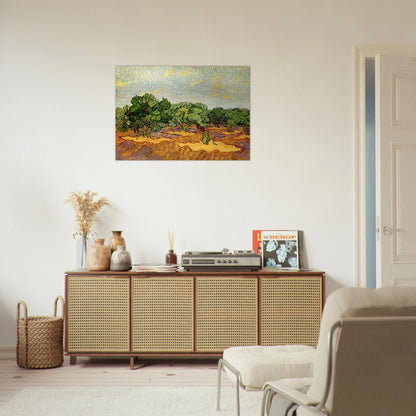 Olive Grove - Pale Blue Sky - Vincent van Gogh Brushed Aluminum Print - 70x100 cm / 28x40 inches | Vincent van Gogh Aluminum Print | Vincent van Gogh Prints