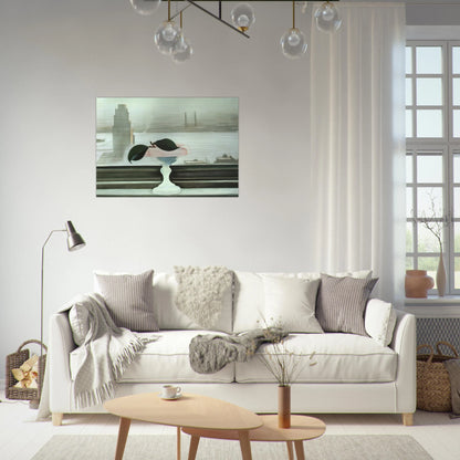 Pink Dish and Green Leaves - Georgia O'Keeffe Brushed Aluminum Print - 70x100 cm / 28x40 inches | Georgia O'Keeffe Aluminum Print | Georgia O'Keeffe Prints